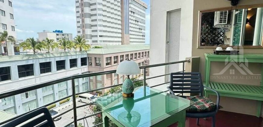 Jomtien Plaza Residence Large Studio Condo For Rent | 5th Floor, Partial Sea View