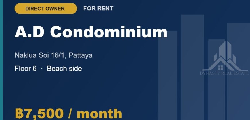 A.D Condominium Naklua Condo for Rent