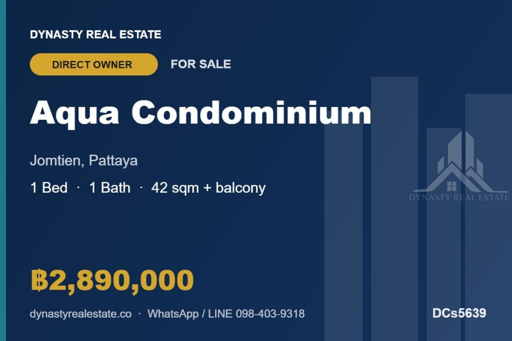 Aqua condominium jomtien 1-bed condo for sale