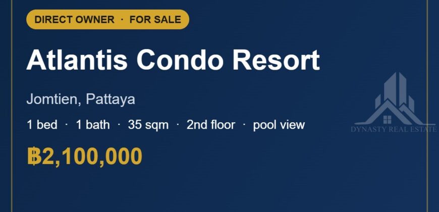 Atlantis Condo Resort Jomtien 1-Bed Pool View Condo for Sale