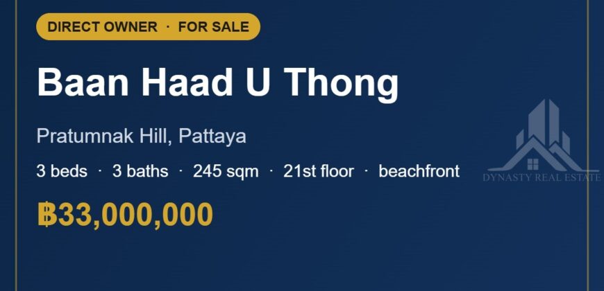 Baan Haad U Thong Pratumnak 3-Bed Beachfront Condo for Sale