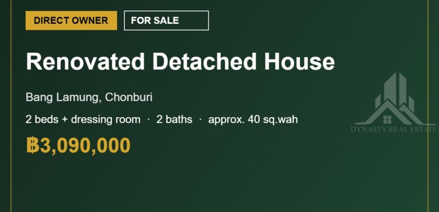 Bang Lamung Renovated 2-Bed Detached House for Sale
