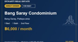 Bang saray condominium 1-bed condo for rent, 2nd floor