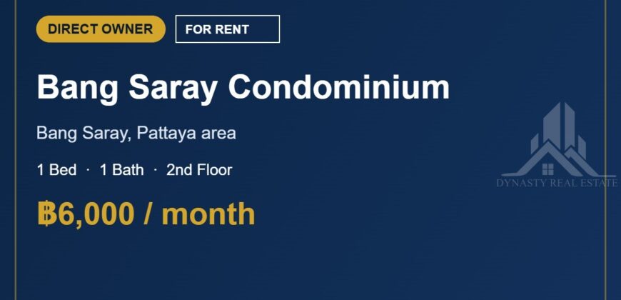 Bang Saray Condominium 1-Bed Condo for Rent, 2nd Floor