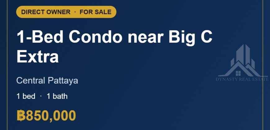 Central Pattaya 1-Bed Condo for Sale near Big C Extra