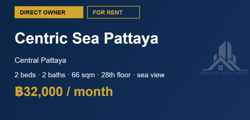 Centric Sea Pattaya 2-Bed Sea View Condo for Rent