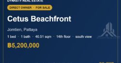 Cetus Beachfront Jomtien 1-Bed Condo for Sale, 14th Floor