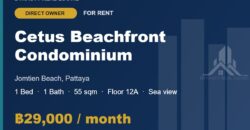Cetus Beachfront Jomtien 1-Bed Sea View Condo for Rent