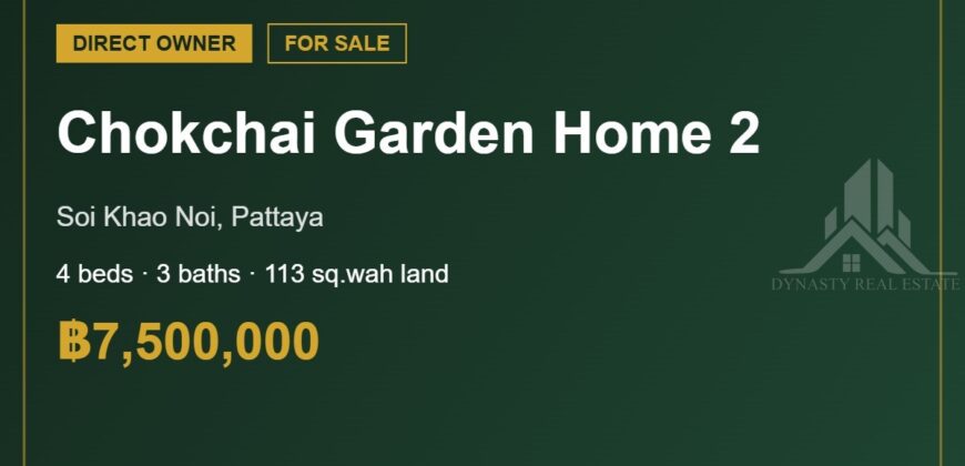 Chokchai Garden Home 2 4-Bed House for Sale, Pattaya