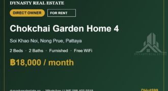 Chokchai garden home 4 2-bed house for rent, pattaya