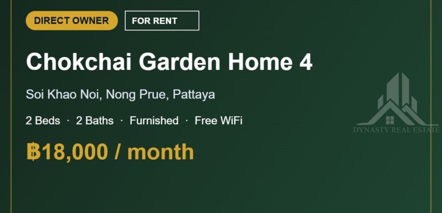 Chokchai Garden Home 4 2-Bed House for Rent, Pattaya