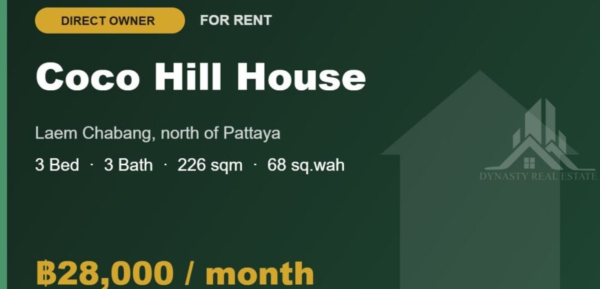 Coco Hill Laem Chabang 3-Bed House for Rent
