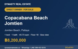 Copacabana Beach Jomtien 1-Bed Sea View Condo for Sale