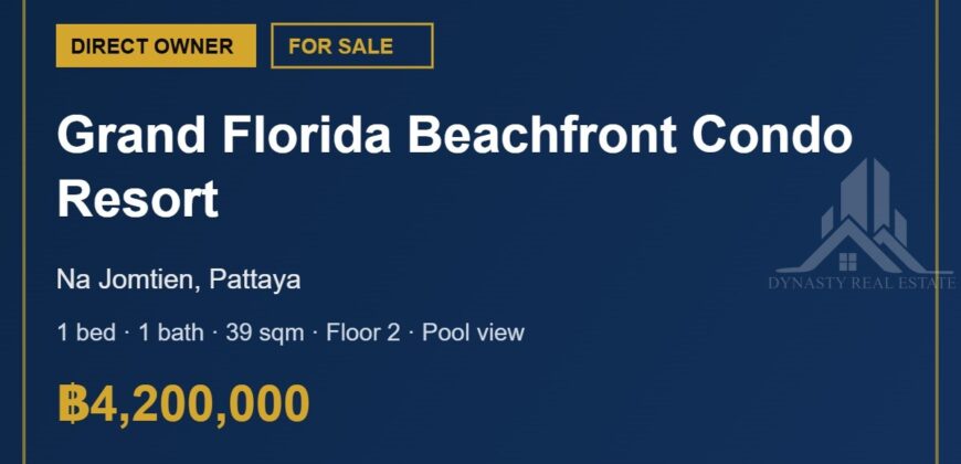 Grand Florida Na Jomtien 1-Bed Condo for Sale, Bldg E