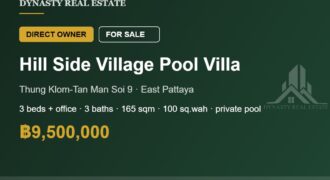 Hill side village 3-bed pool villa for sale, east pattaya