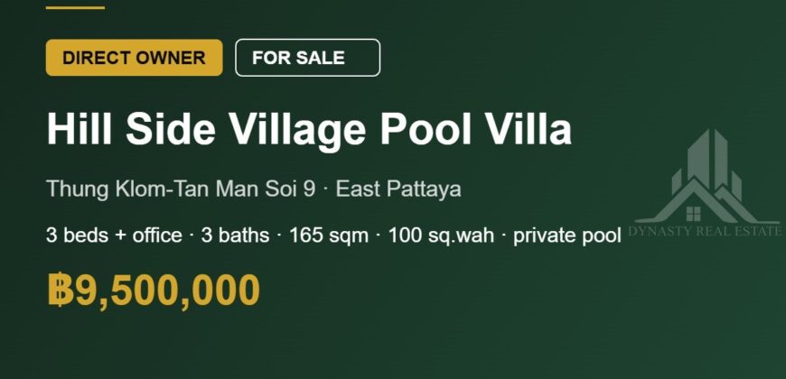 Hill Side Village 3-Bed Pool Villa for Sale, East Pattaya