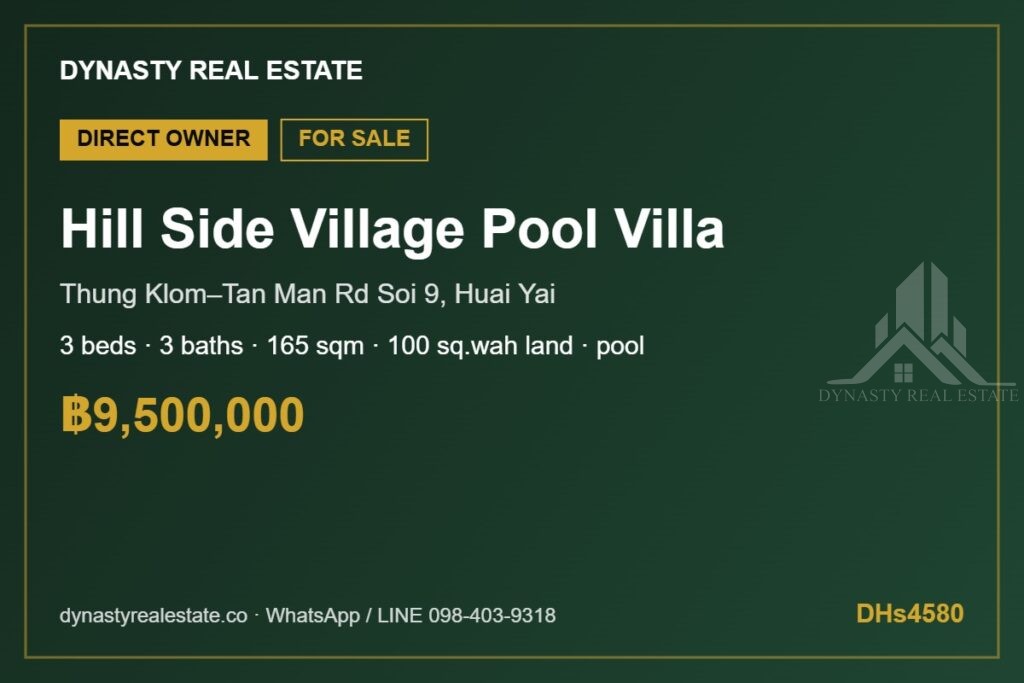 Hill side village 3-bed pool villa for sale, huai yai