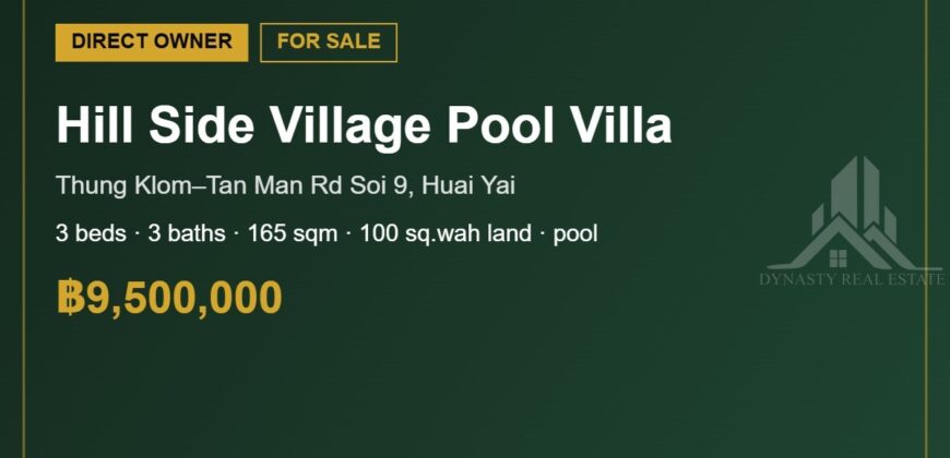 Hill Side Village 3-Bed Pool Villa for Sale, Huai Yai