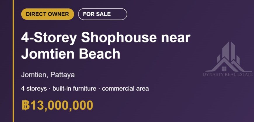 Jomtien 4-Storey Shophouse for Sale near the Beach