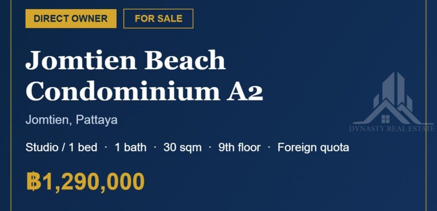 Jomtien Beach Condominium A2 Studio Condo for Sale