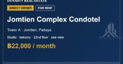 Jomtien Complex Condotel Sea View Studio for Rent, Jomtien
