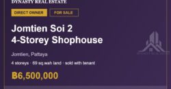 Jomtien Soi 2 4-Storey Shophouse for Sale with Tenant