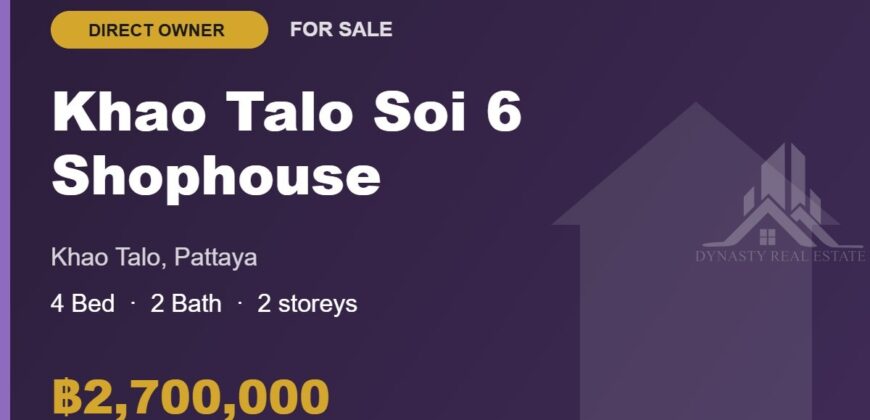 Khao Talo Soi 6 4-Bed Shophouse for Sale