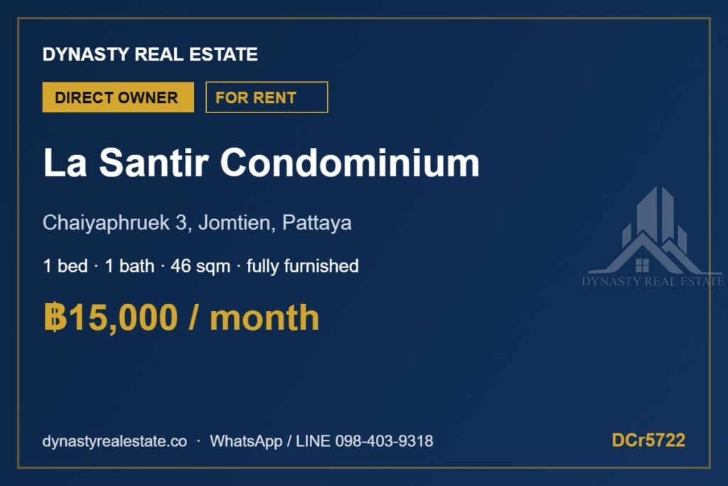 La santir jomtien 1-bed condo for rent