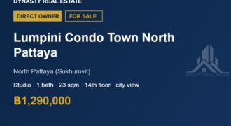Lumpini condo town north pattaya studio condo for sale