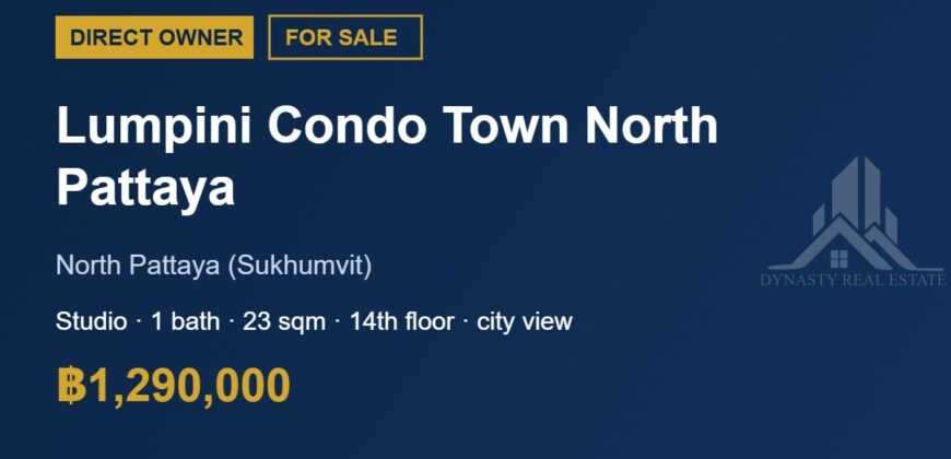 Lumpini Condo Town North Pattaya Studio Condo for Sale