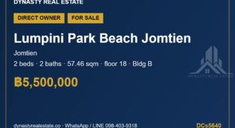 Lumpini park beach jomtien 2-bed condo for sale, bldg b