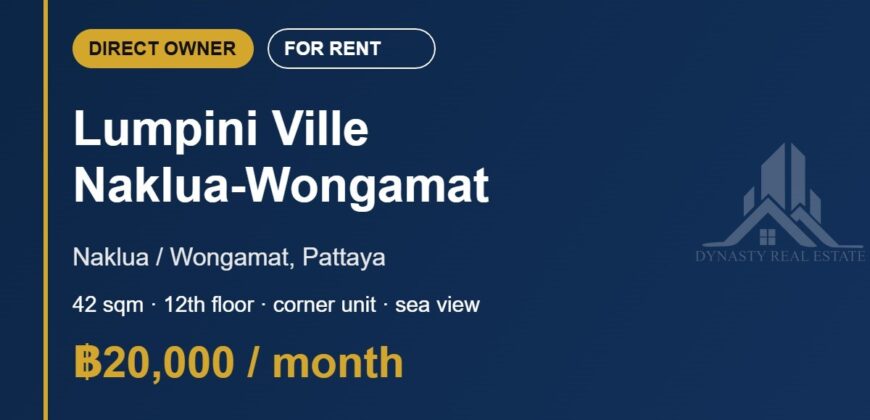Lumpini Ville Naklua-Wongamat Sea View Corner Condo for Rent