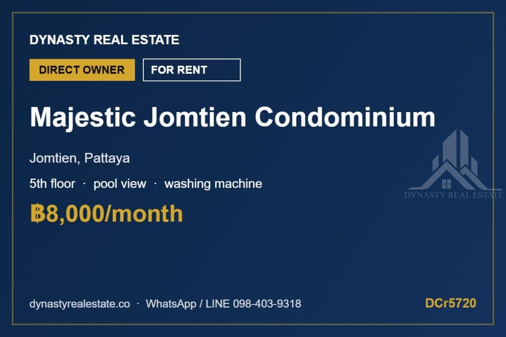 Majestic jomtien condo pool view for rent