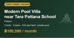 Modern 3-Bed Pool Villa for Rent near Tara Pattana School