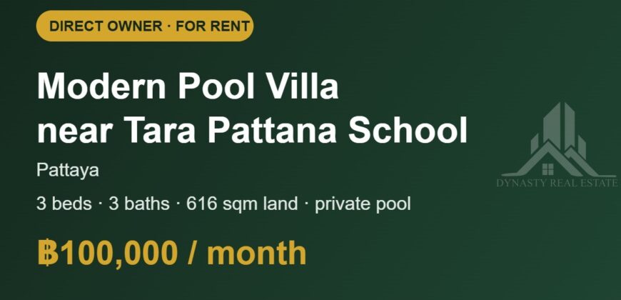 Modern 3-Bed Pool Villa for Rent near Tara Pattana School