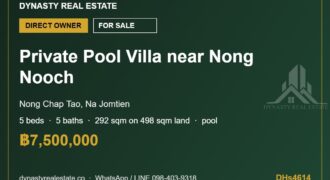 Na jomtien 5-bed private pool villa for sale near nong nooch