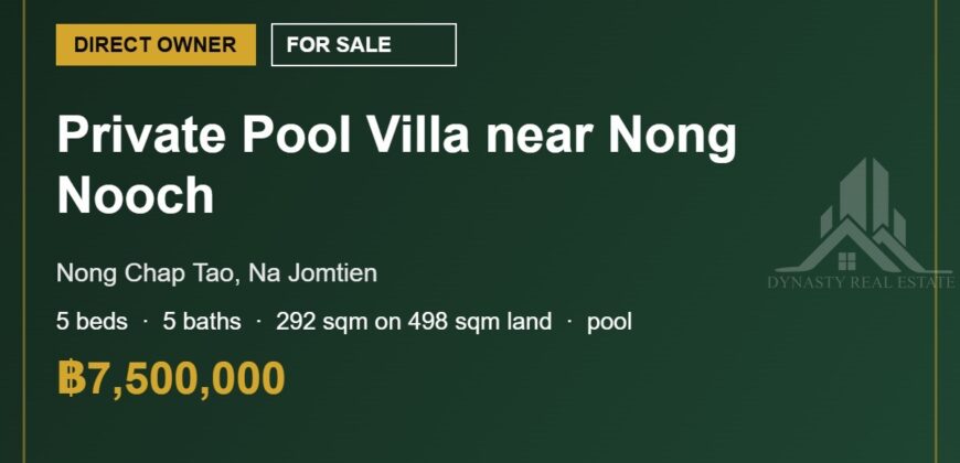 Na Jomtien 5-Bed Private Pool Villa for Sale near Nong Nooch