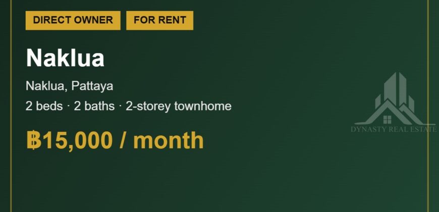 Naklua 2-Bed Townhome for Rent, Soi Chaiporn Withi