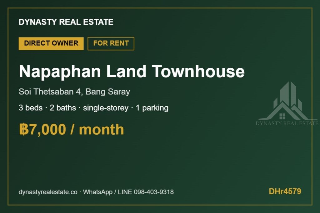 Napaphan land bang saray 3-bed townhouse for rent