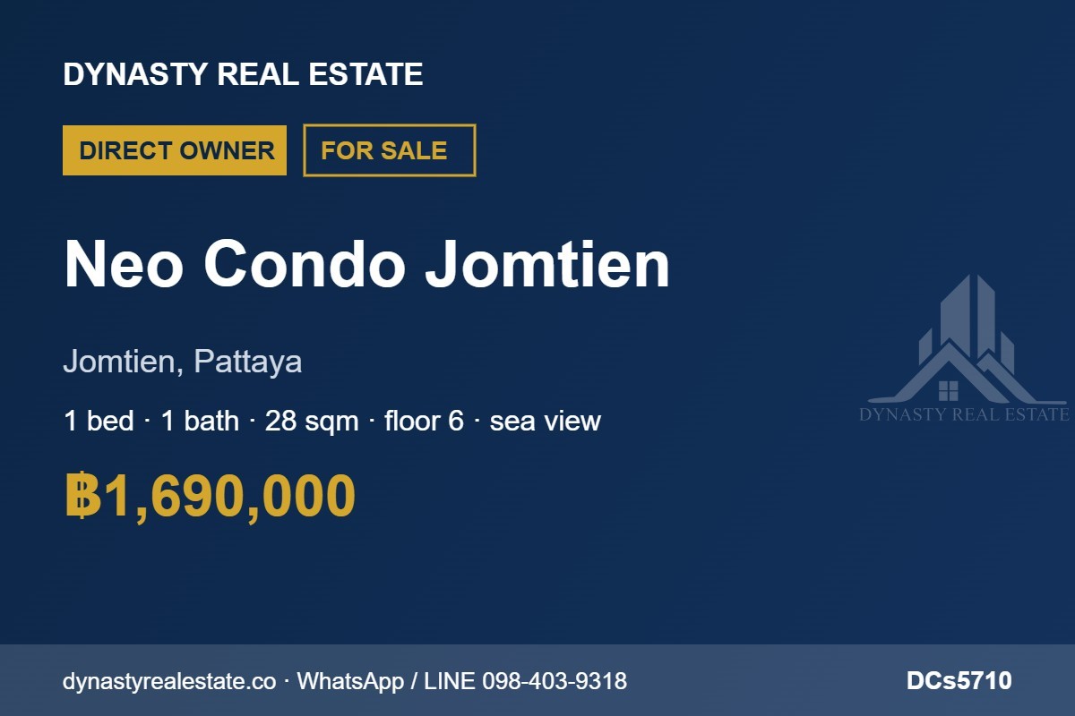 Neo condo jomtien 1-bed corner sea view condo for sale