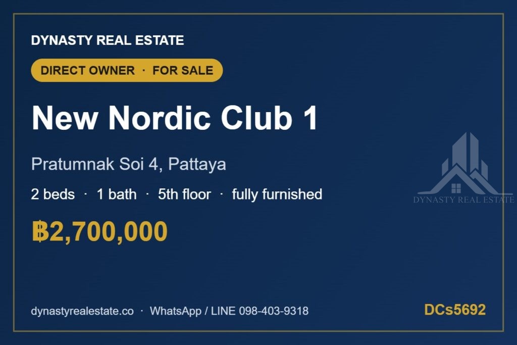 New nordic club 1 pratumnak 2-bed condo for sale