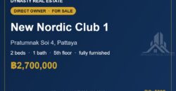 New Nordic Club 1 Pratumnak 2-Bed Condo for Sale, 5th Floor