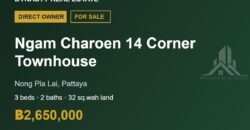 Ngam Charoen 14 3-Bed Corner Townhouse for Sale, Pattaya