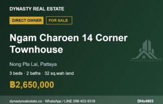 Ngam Charoen 14 3-Bed Corner Townhouse for Sale, Pattaya