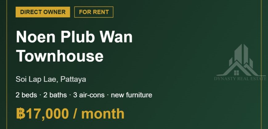 Noen Plub Wan 2-Bed Townhouse for Rent, Pattaya