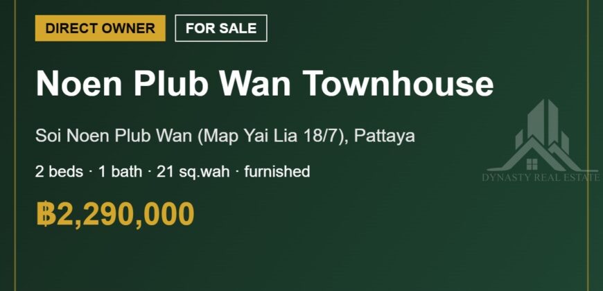 Noen Plub Wan 2-Bed Townhouse for Sale, Pattaya