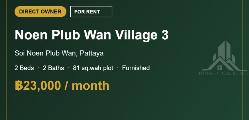 Noen Plub Wan Village 3 2-Bed House for Rent, Pattaya