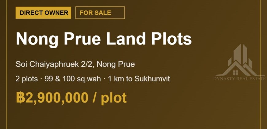 Nong Prue Land Plots 99-100 Sq.wah for Sale, Pattaya