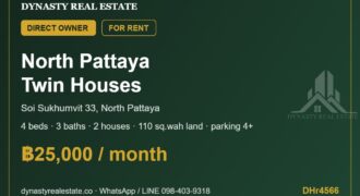 North pattaya 4-bed twin houses for rent, sukhumvit soi 33