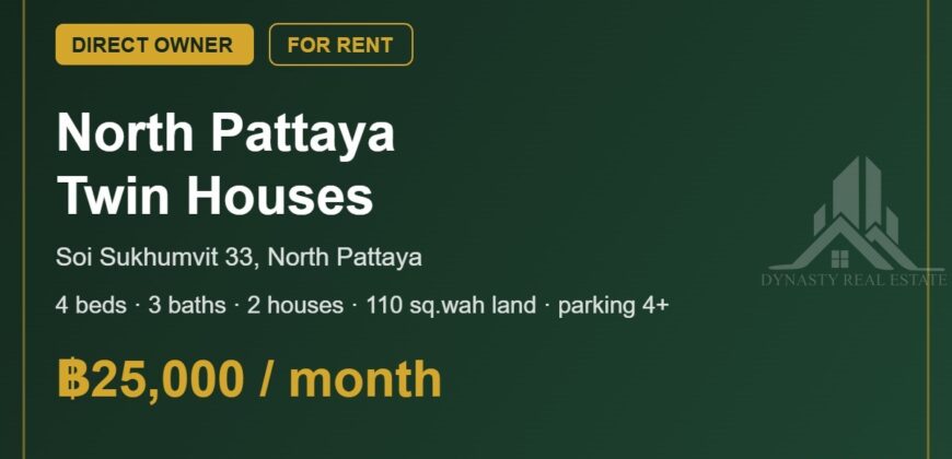 North Pattaya 4-Bed Twin Houses for Rent, Sukhumvit Soi 33